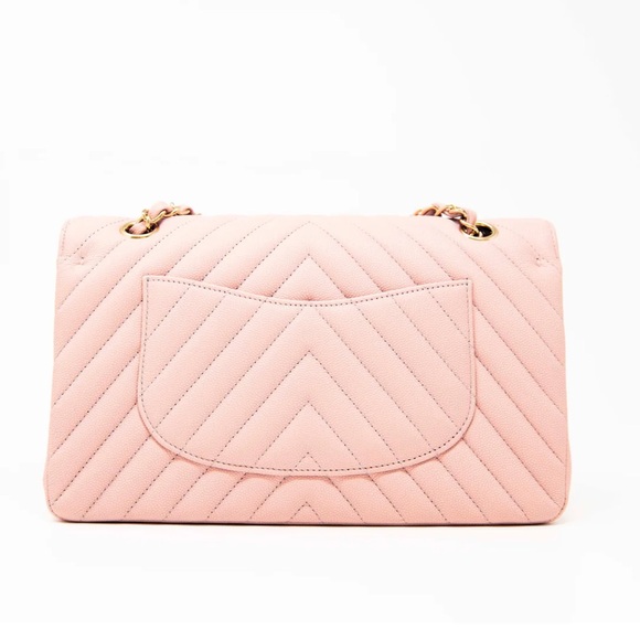 Chanel Pink Chevron Medium Classic Flap - Picture 3 of 16